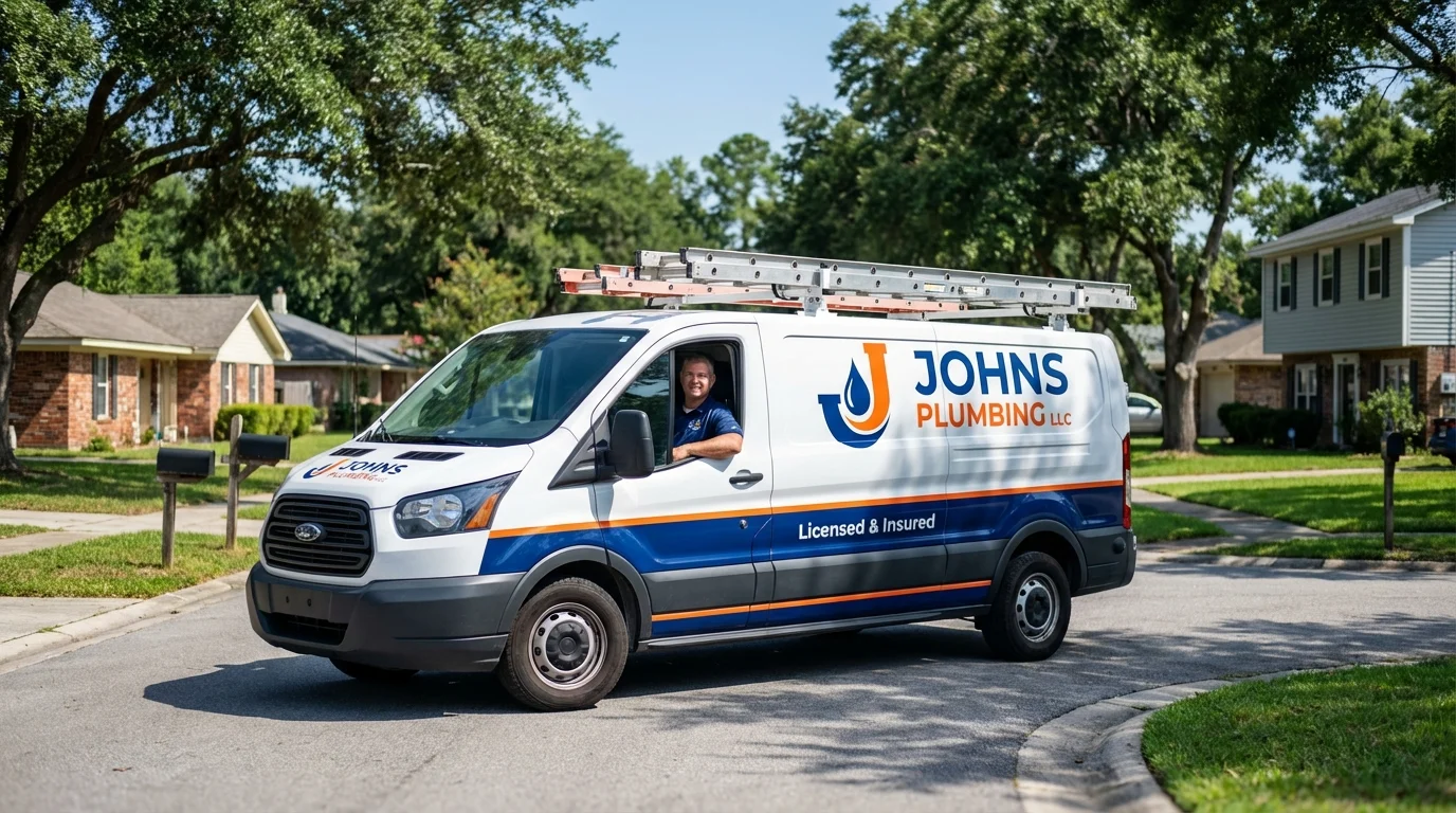 Johns Plumbing LLC service van in Montgomery, WV
